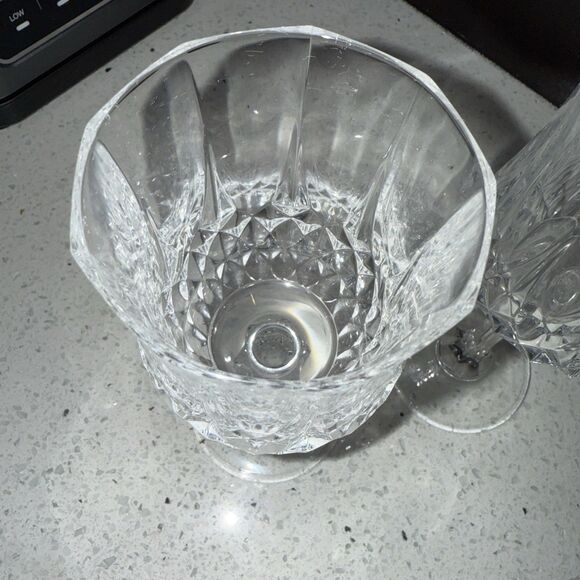Cristal d'Arques Durand Longchamp Water Glasses Goblets 7 1/4” Crystal Pair Vtg - Picture 7 of 10